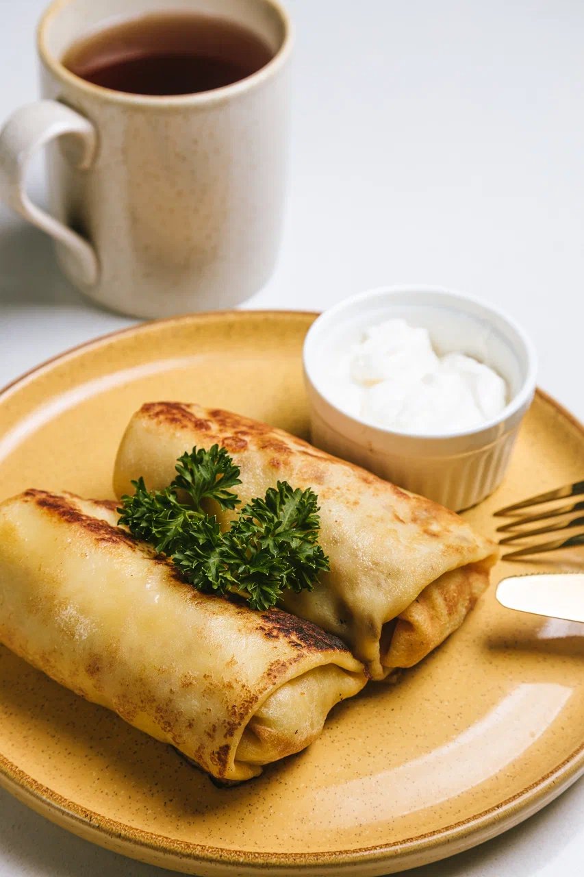 Mushroom-mozzarella crepes