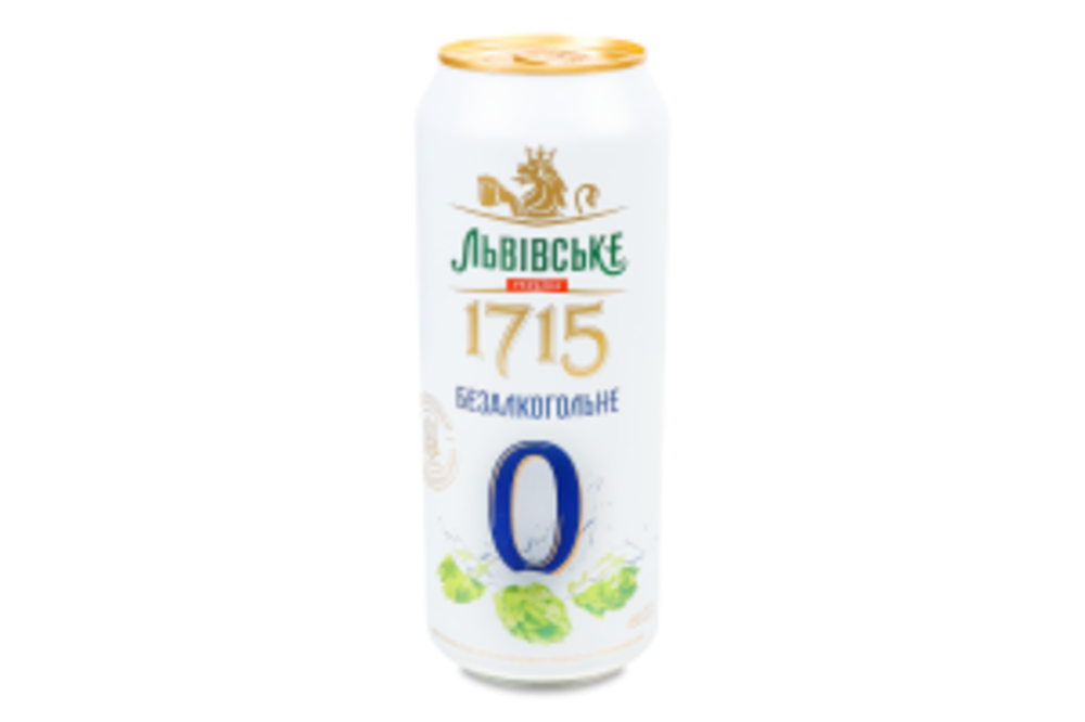 Пиво Львівське 1715 №0 б/а 0,48 з/б