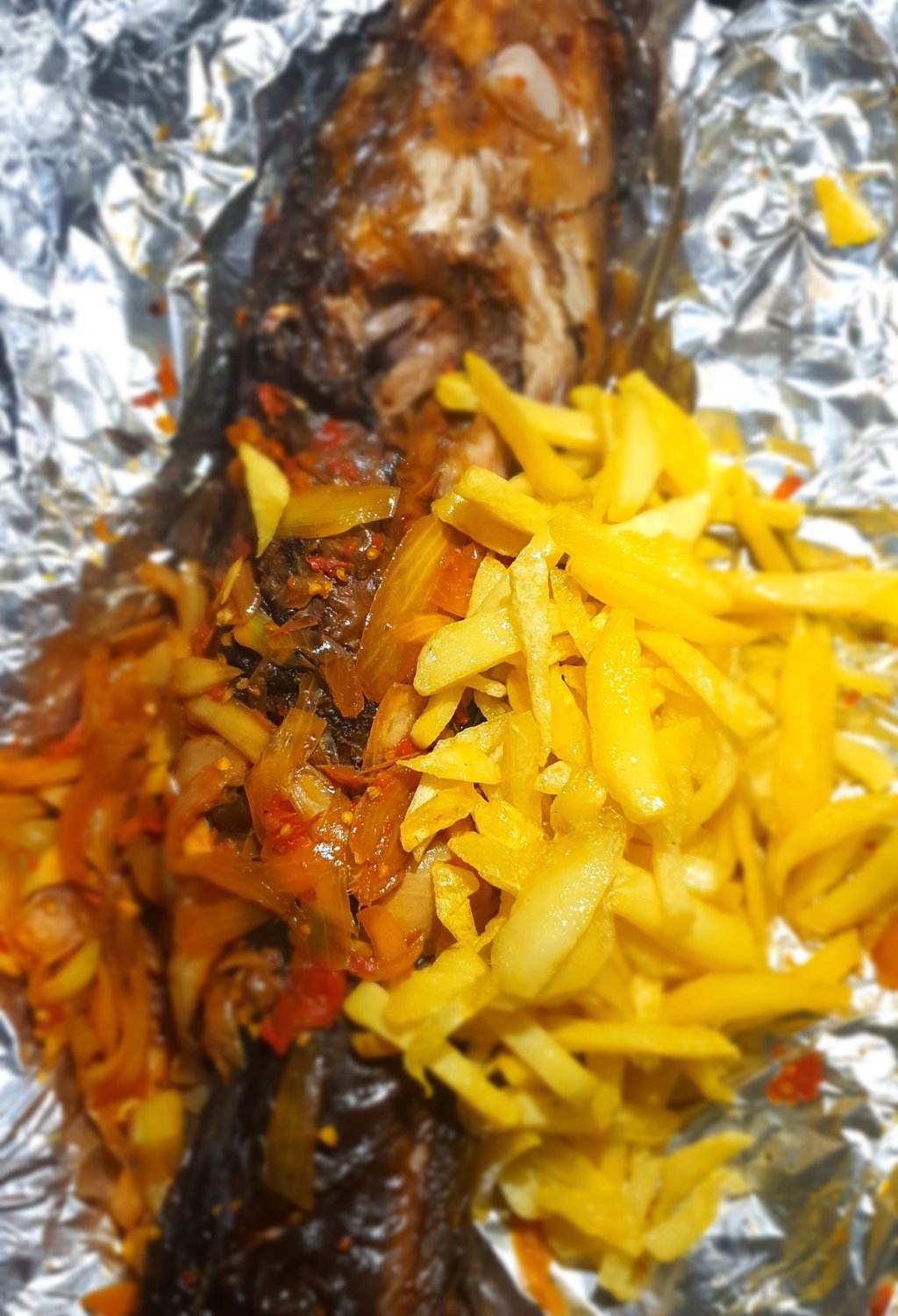 Roasted catfish with chip