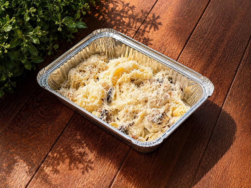 Паста з куркою та грибами