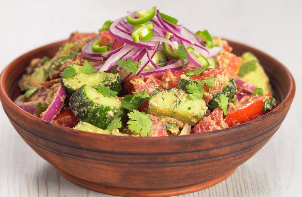 Vegetable Salad with Nuts - კიტრი/პომიდვრის სალათი ნიგვზით