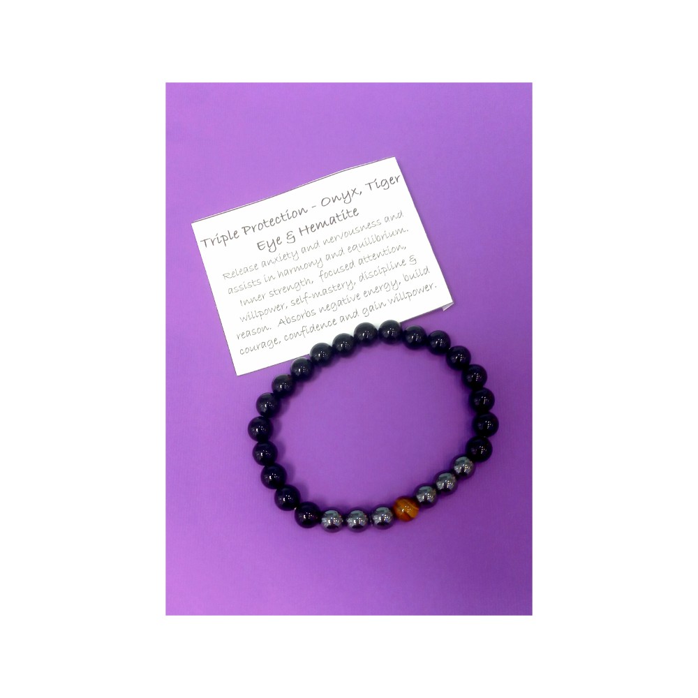 Triple protection- Onyx, Tigers Eye and Hematite