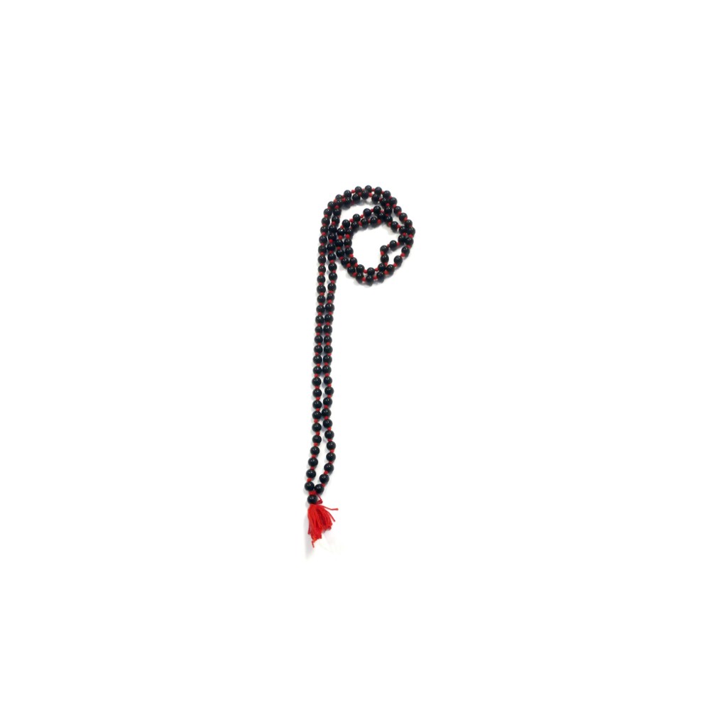 Black mala with red string