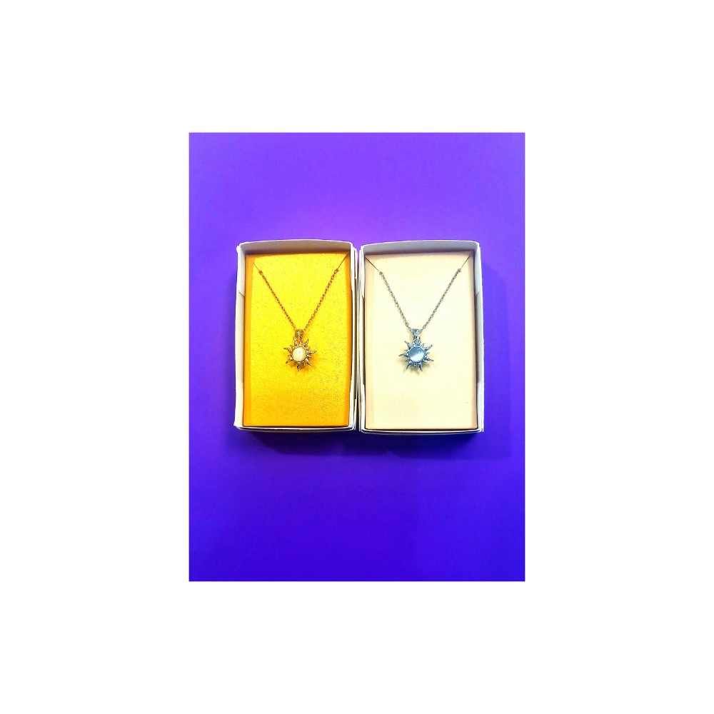 Spinning sun necklace