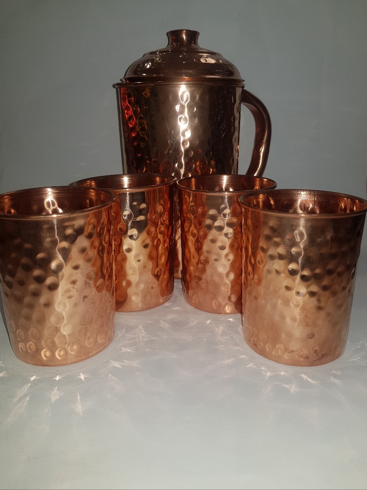 Copper Jug & Tumblers