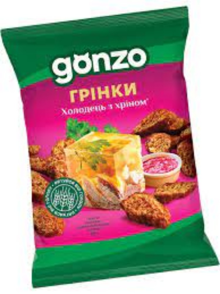 Gonzo грінки Холодець з хріном 90г