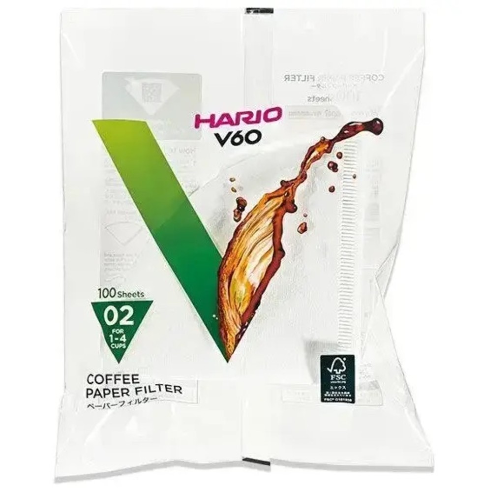 Паперові білі фільтри для пуровера 02 Hario 100 шт