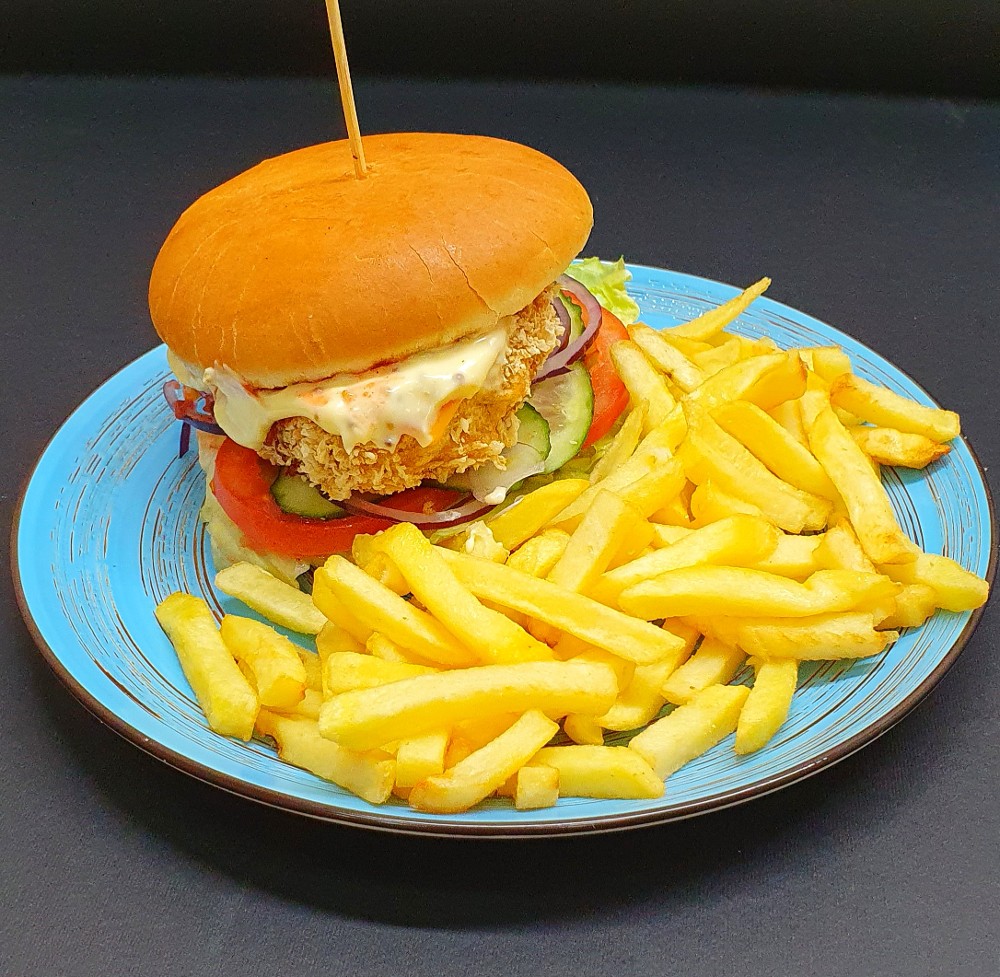 Гурман- burger+ картопля фрі (курка у клярі) (410 г)