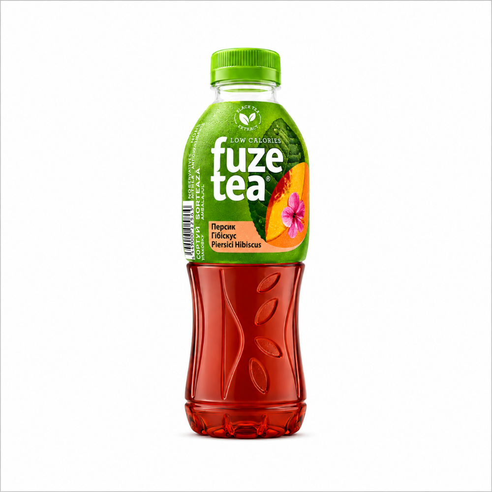 Fuze tea чорний зі смаком персика та гібіскуса, 0,5л