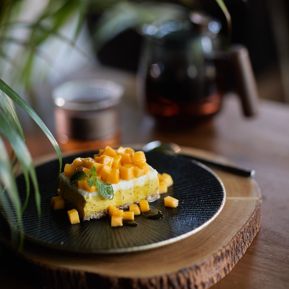 Mango Passion fruit cheese cake (Vegan)