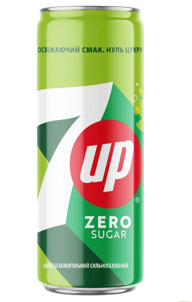 Напій 7up нуль цукру безалкогольний сильногазований 0.33 л