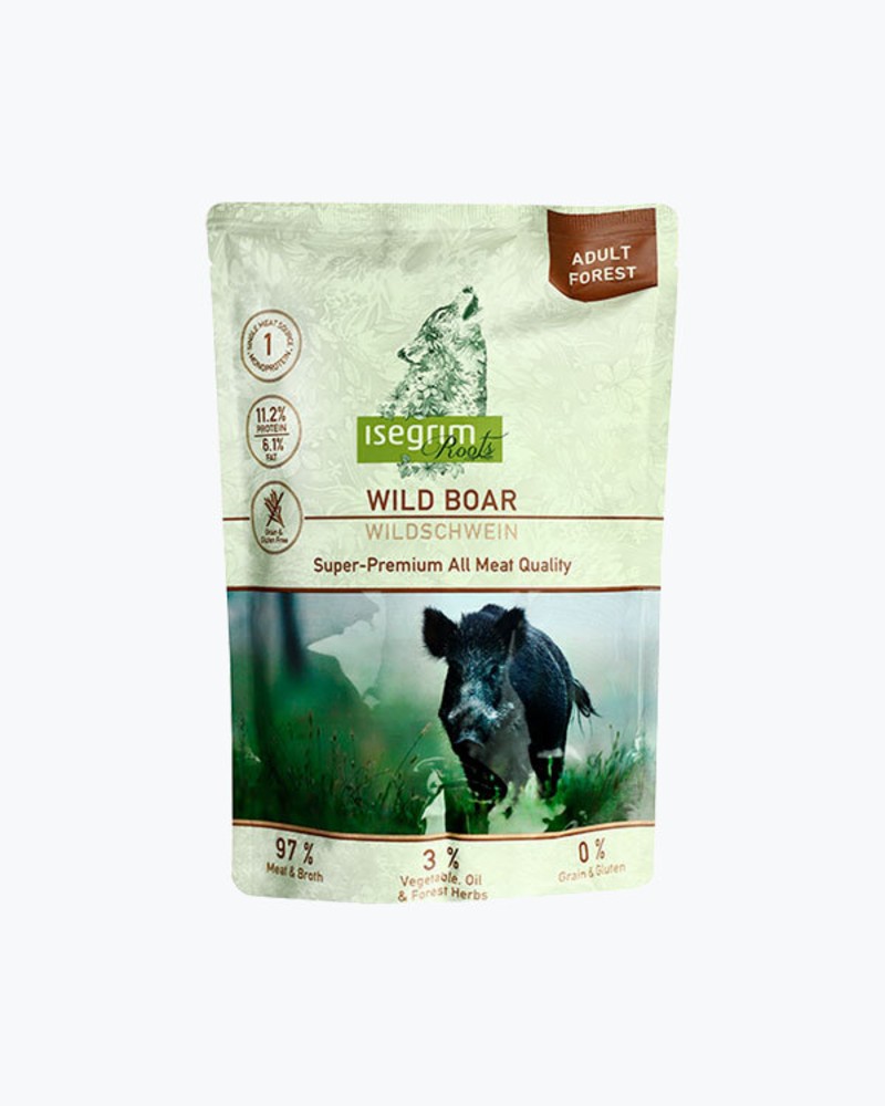ISEGRIM Pouch Roots Wild Boar Monoprotein 410g Кабан з пастернаком, лляною олією та лісними травами