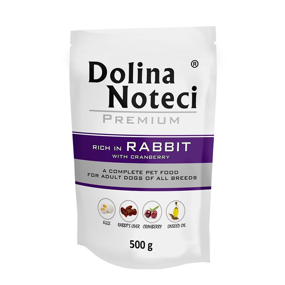 Пауч Dolina Noteci Premium для собак з кроликом та журавлиною,500гр