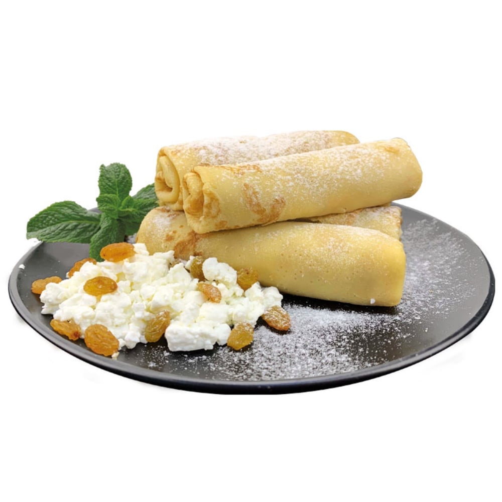 Млинці з сиром і родзинками 