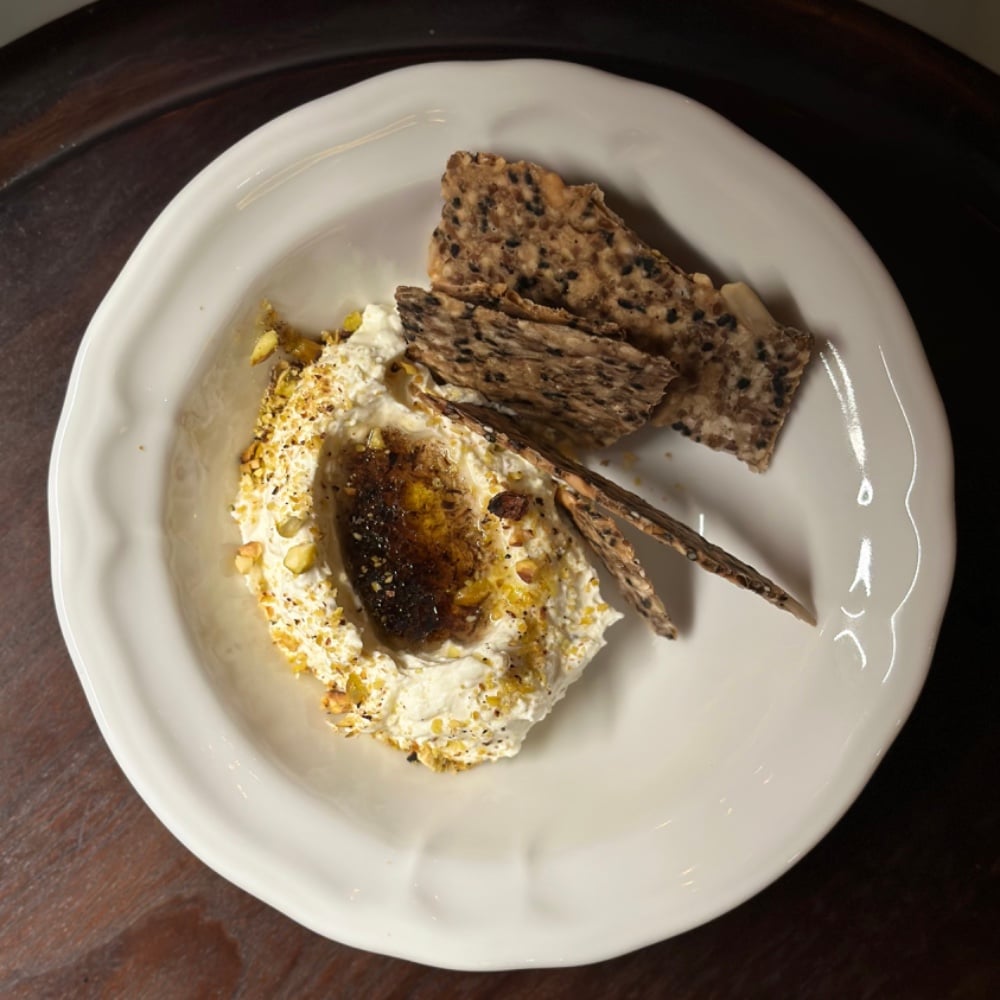 Whipped feta / truffle honey / pistachio f