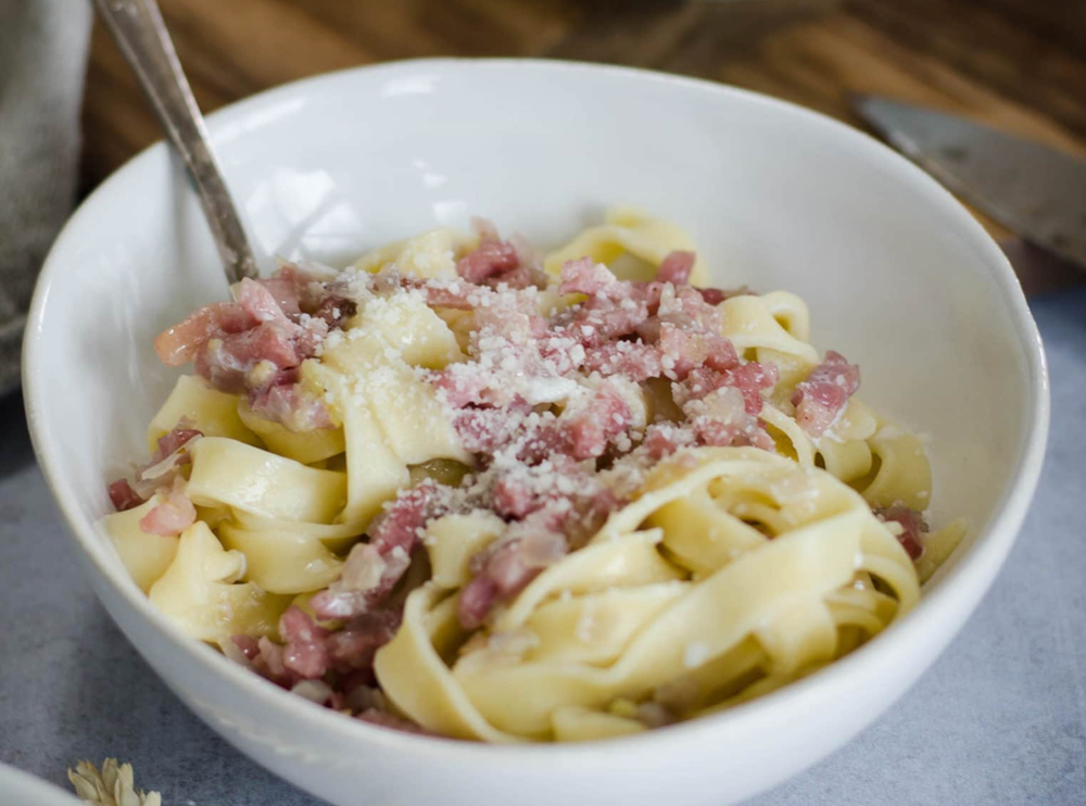 Pâtes aux lardons
