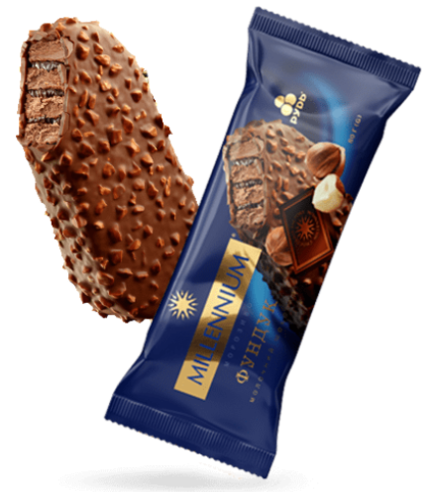 Морозиво ескімо, 80 г Millennium «Молочний шоколад – фундук»