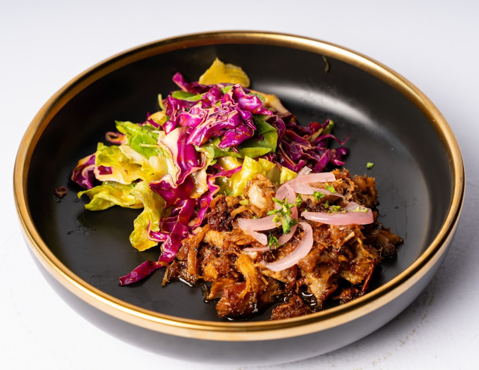 Pulled Pork, Rocket & Red Cabbage Salad