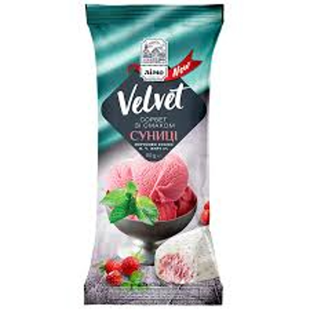 Морозиво Velvet сорбет зі смаком суниці в білій глазурі 80 г
