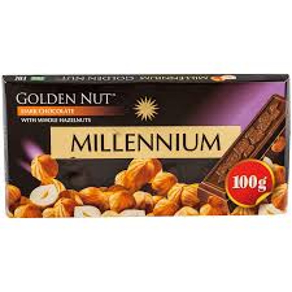 Шоколад Millennium Gold чорний з цілим фундуком 100 г