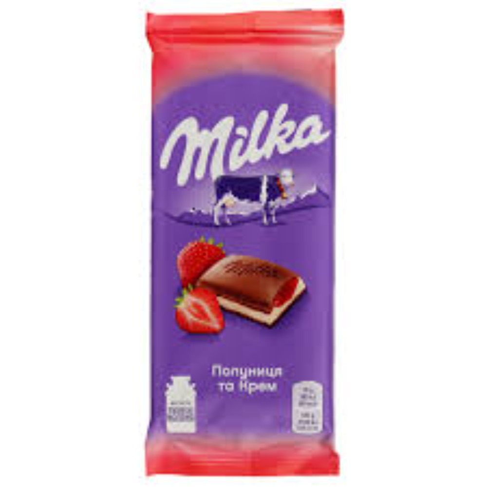 Шоколад Milka полуниця та крем