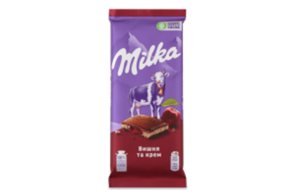 Шоколад молочный Вишня и Крем Milka м/у 90г
