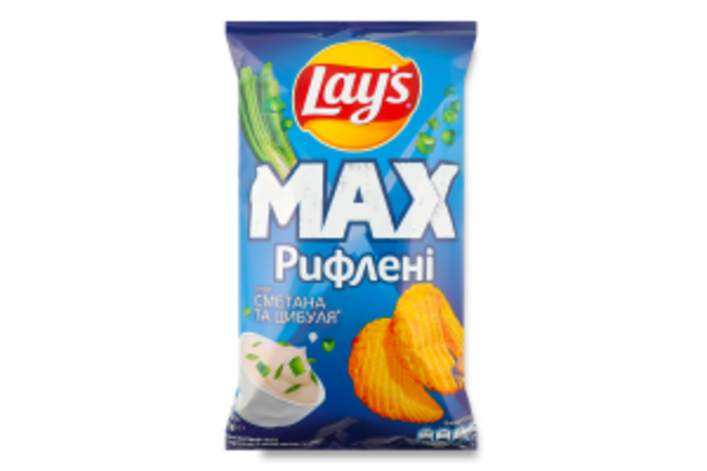 Чипси картопляні Сметана та цибуля Рифлені Max Lay's м/у 95г