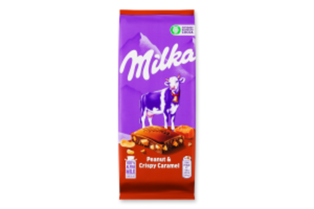Шоколад молочный Peanut&Crispy Caramel Milka м/у 90г