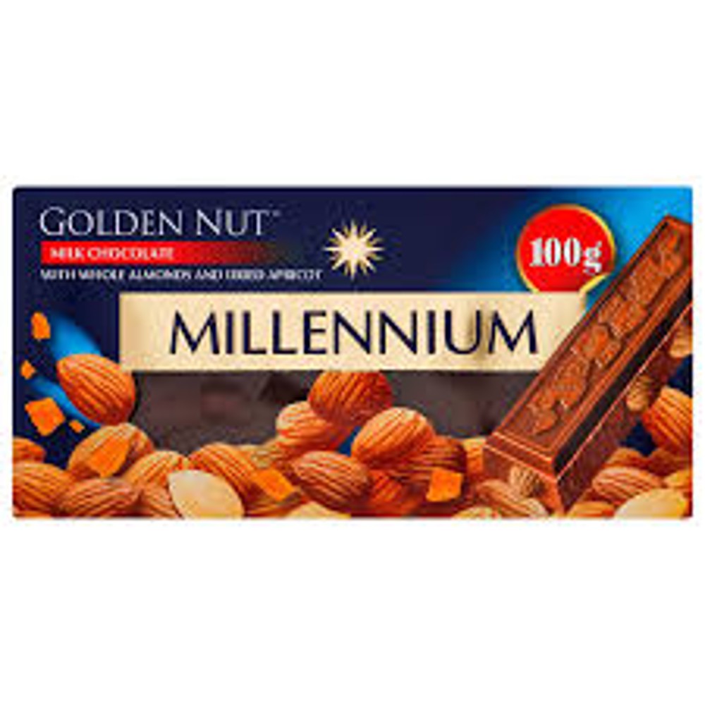 Шоколад Millennium Golden Nut молочний з цілим мигдалем 100г