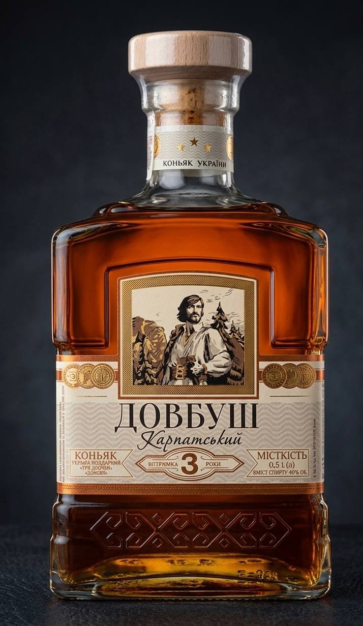Бренді (Дівін) три роки витримки «Довбуш» ("DOVBUSH") 0,5