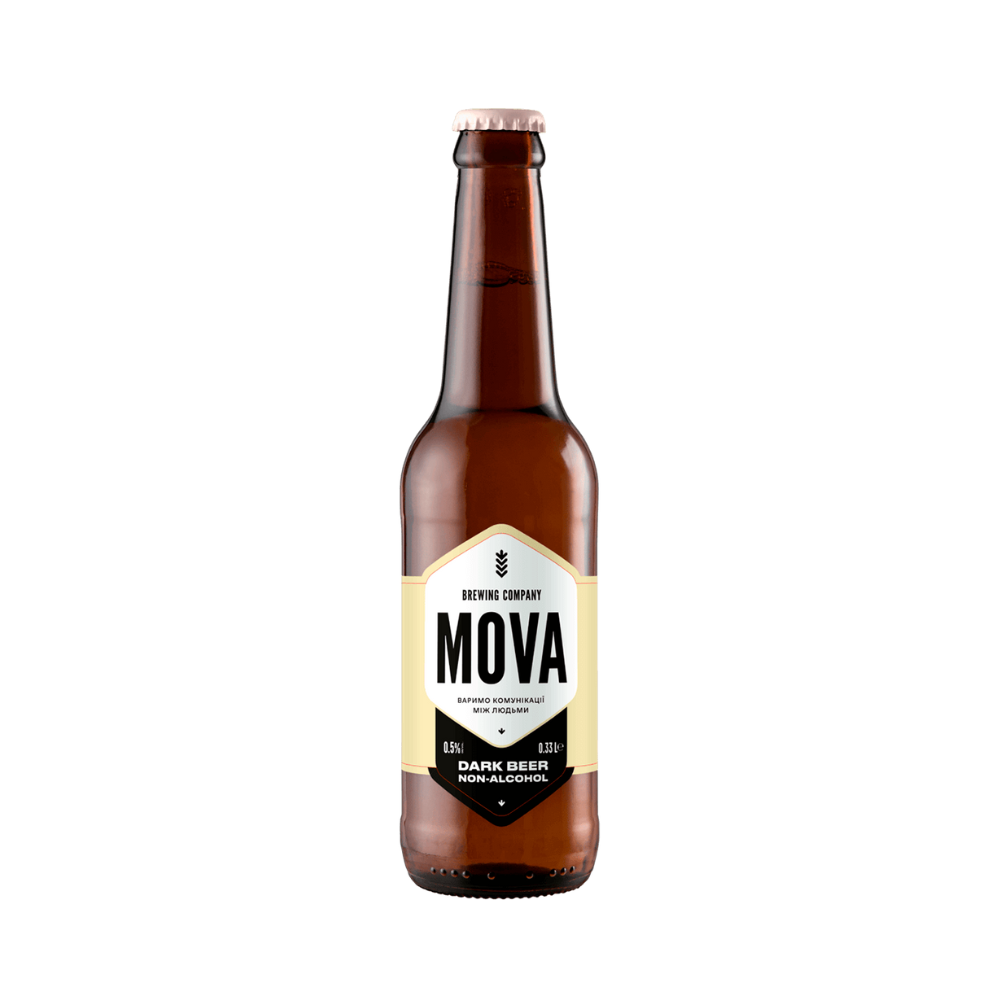 Пиво темне нефільтроване непастеризоване безалк. Dark Non-Alcochol MOVA ,en/ (0.33 л)
