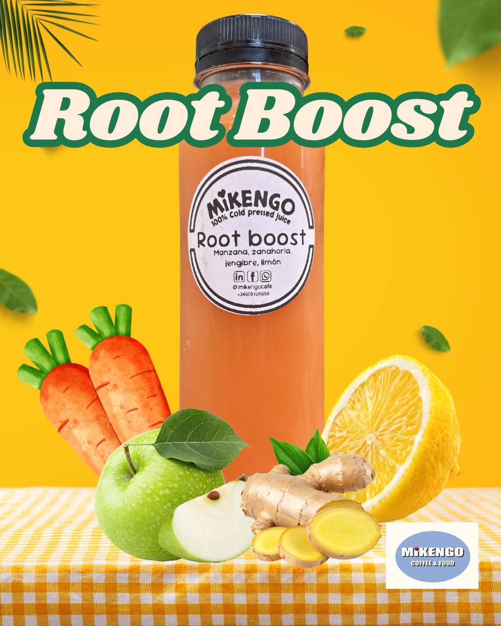 "Root Boost"  Manzana, Zanahoria, limon y jengibre
