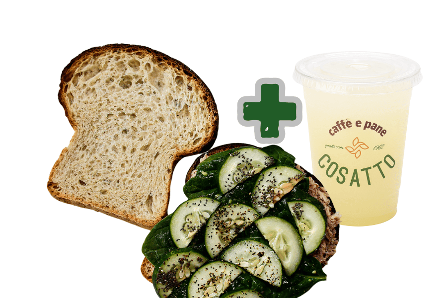 Sandwich Masa Madre Atún con pepino + Limonada Natural