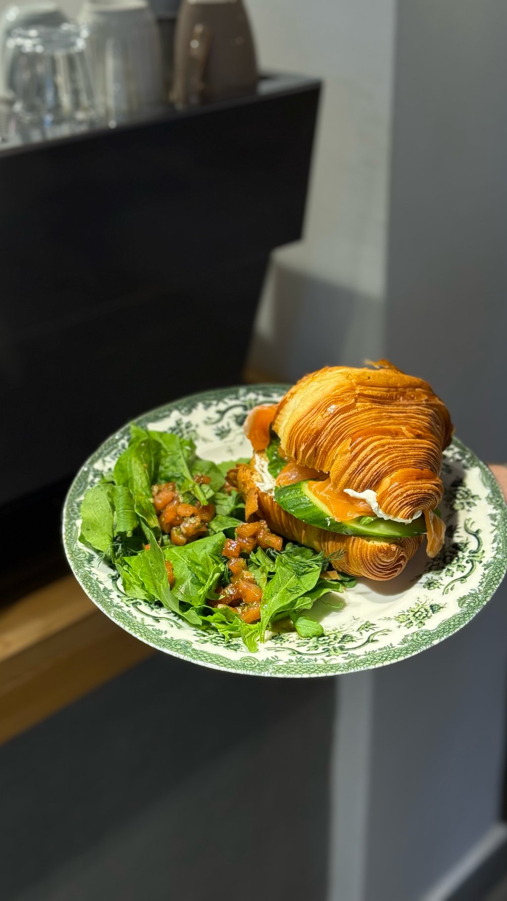 Croissant with salmon
