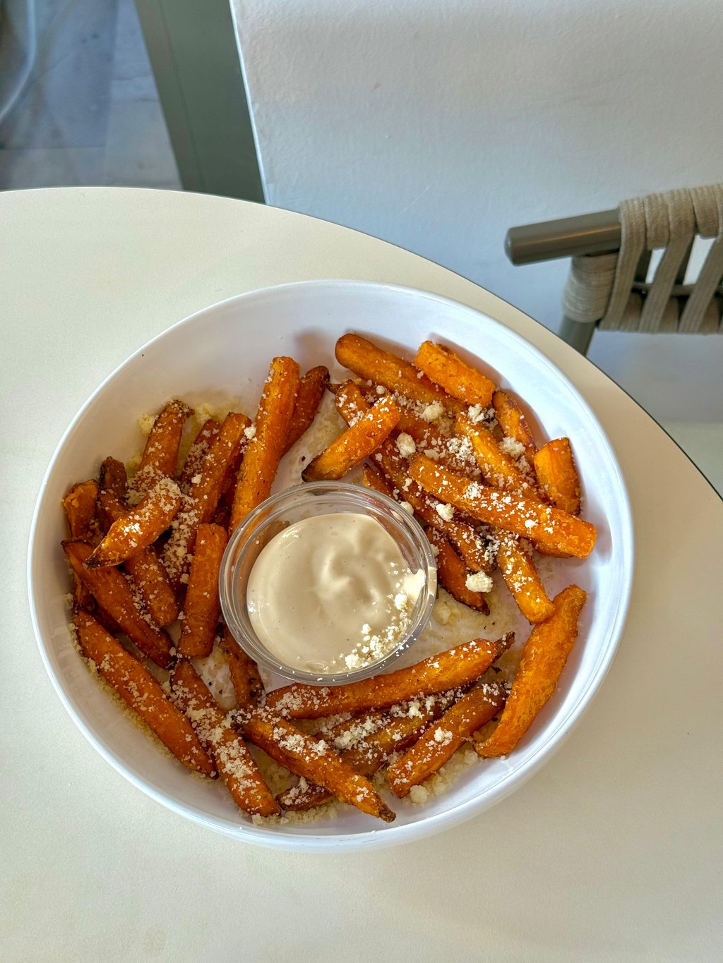 Sweet potato fries with parmesan