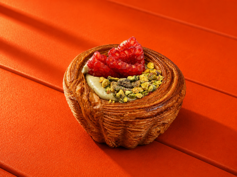 Flan  pistacja-malina