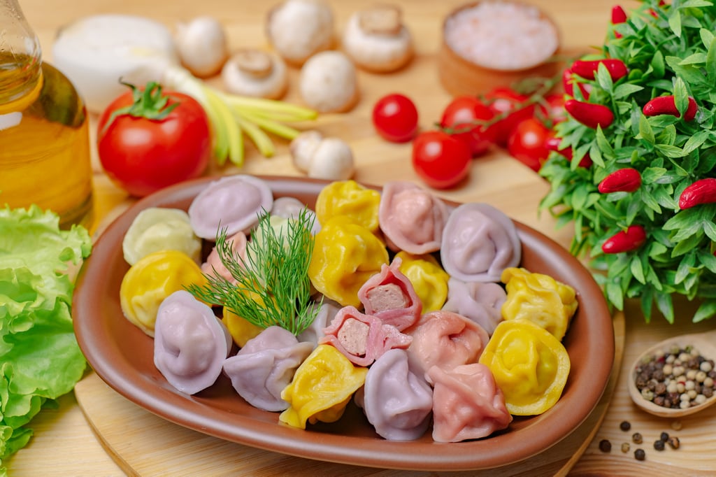 Пельмені кольорові з індичкою