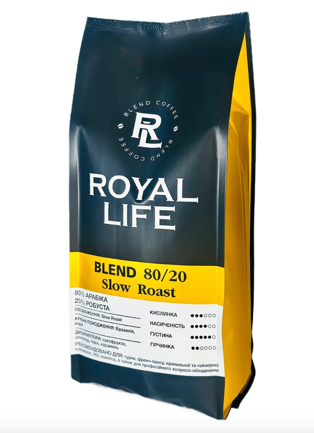 Кава купаж 80% арабіка, 20% робуста Slow Roast (зерно) 1кг