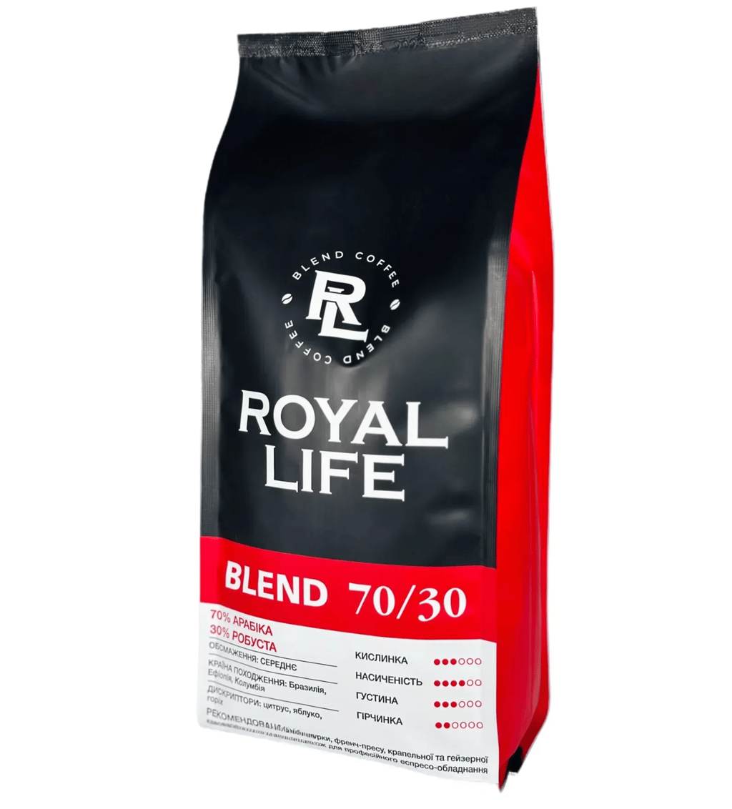 Кава купаж 70% арабіка, 30% робуста (зерно) 1кг