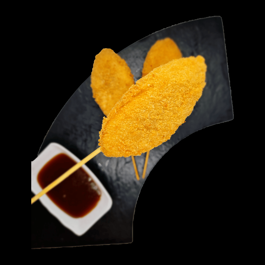 Kushiage plátano con queso