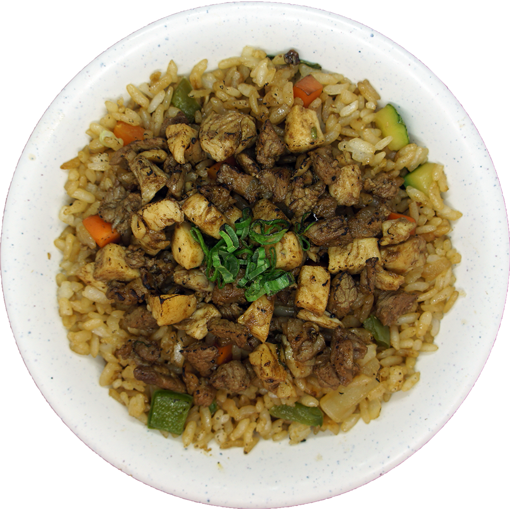 Yakimeshi carne y pollo