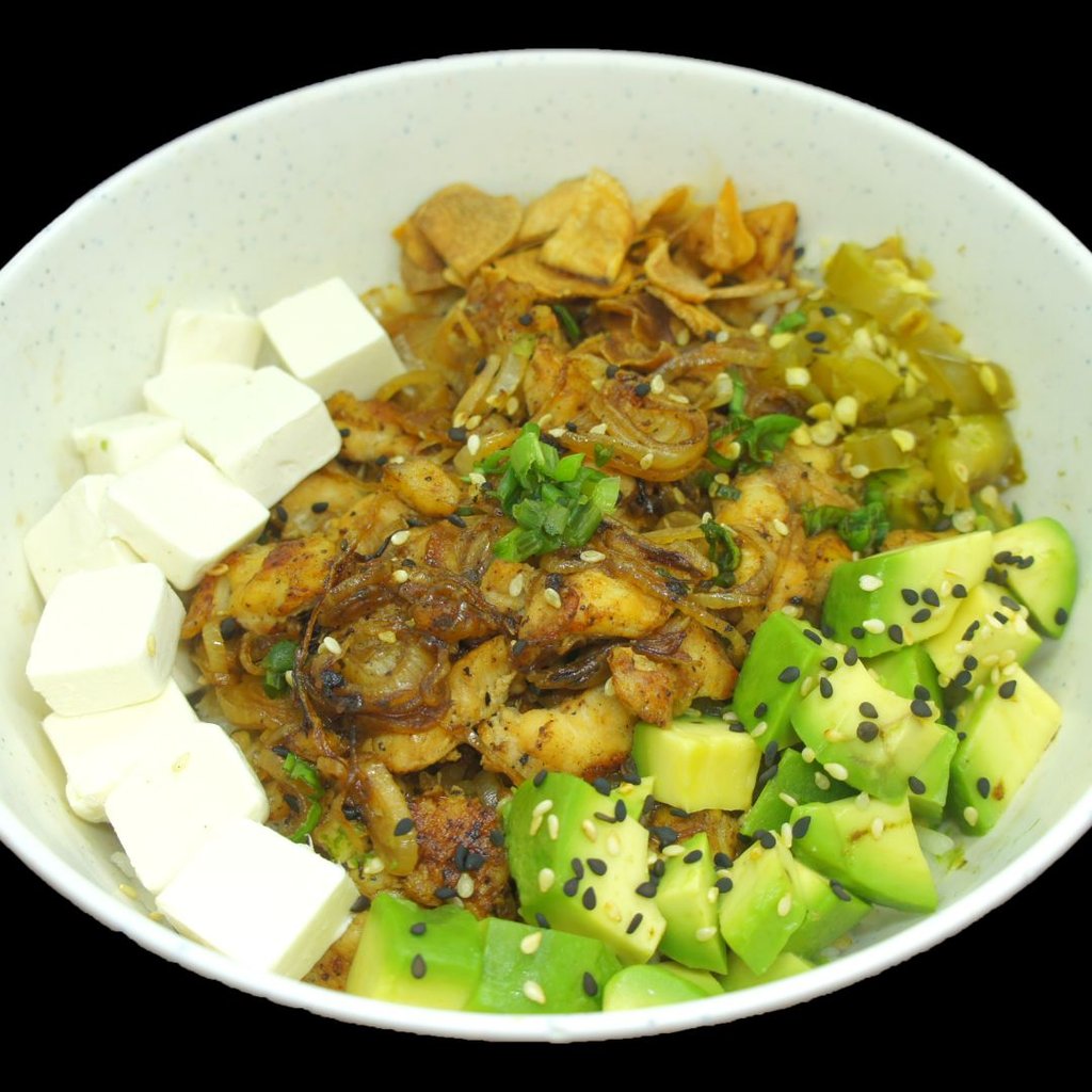 Poke de pollo teriyaki