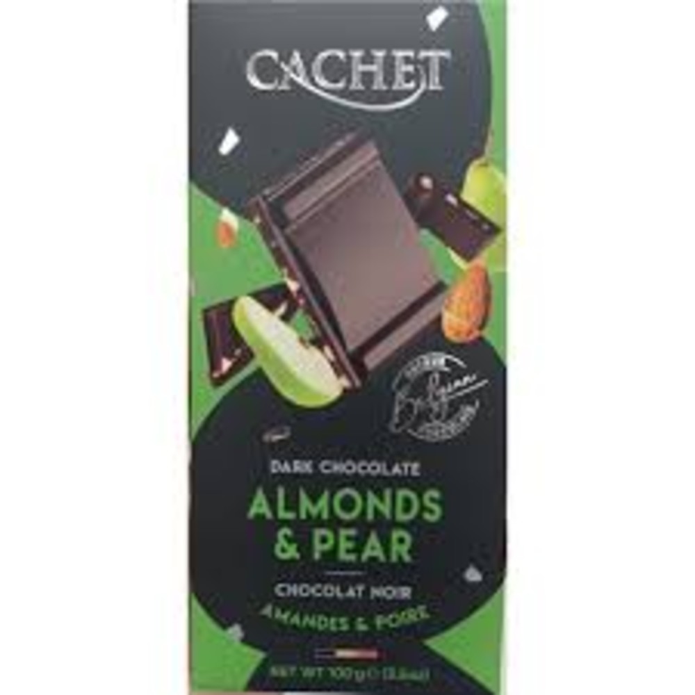 Cachet Almonds & Pear / Шоколад чорний з  мигдалем і грушею 100г