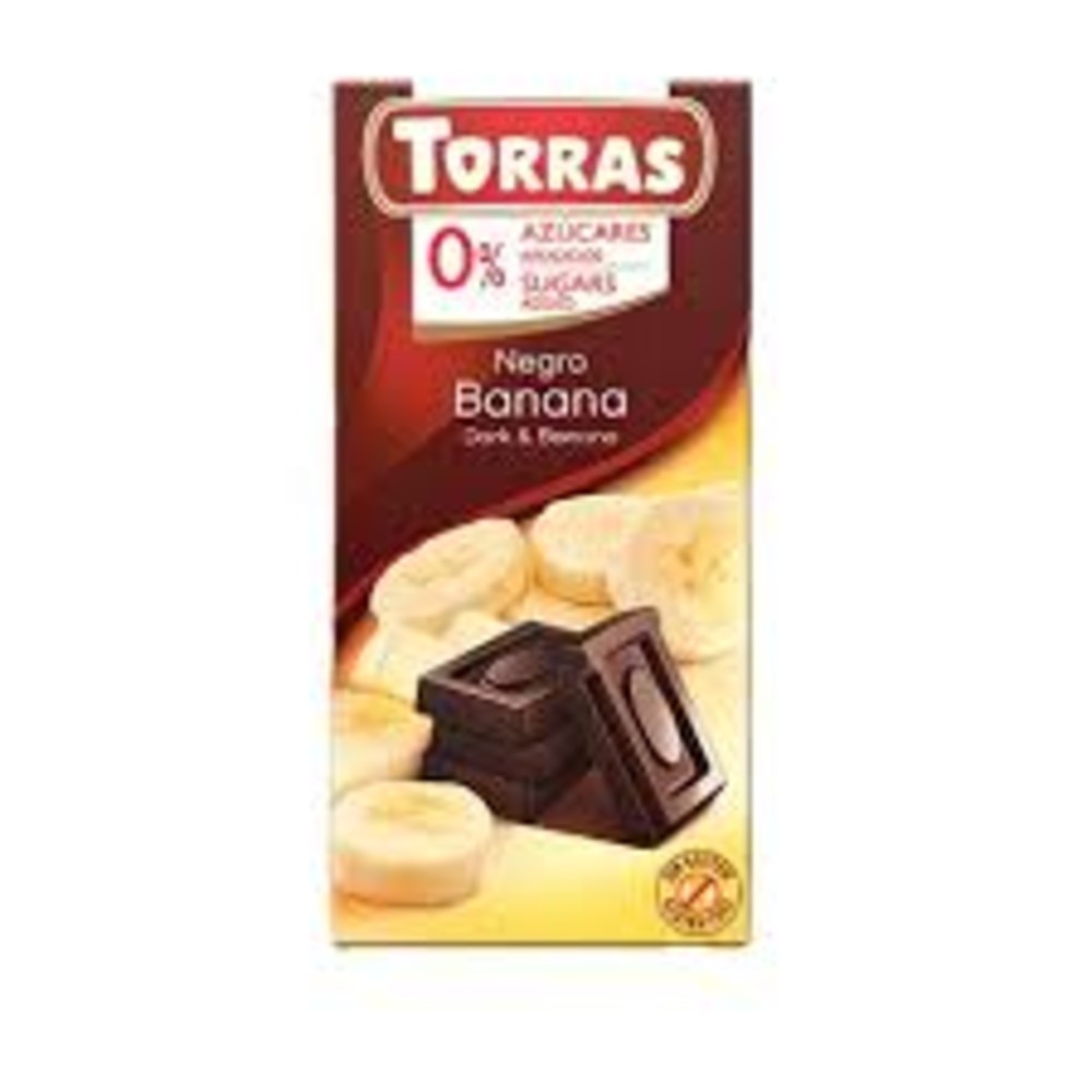Torras Шоколад чорний з бананом без цукру 75г