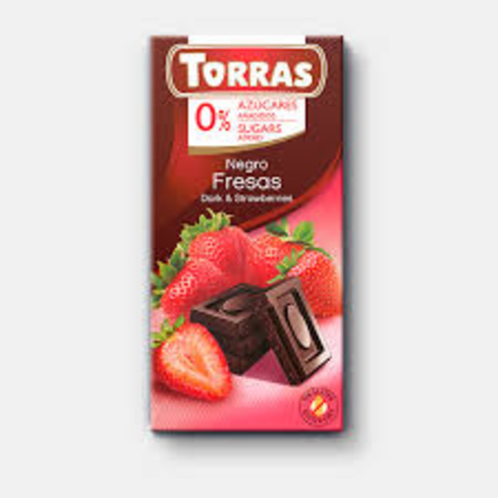 Torras Шоколад чорний з полуницею без цукру 75г