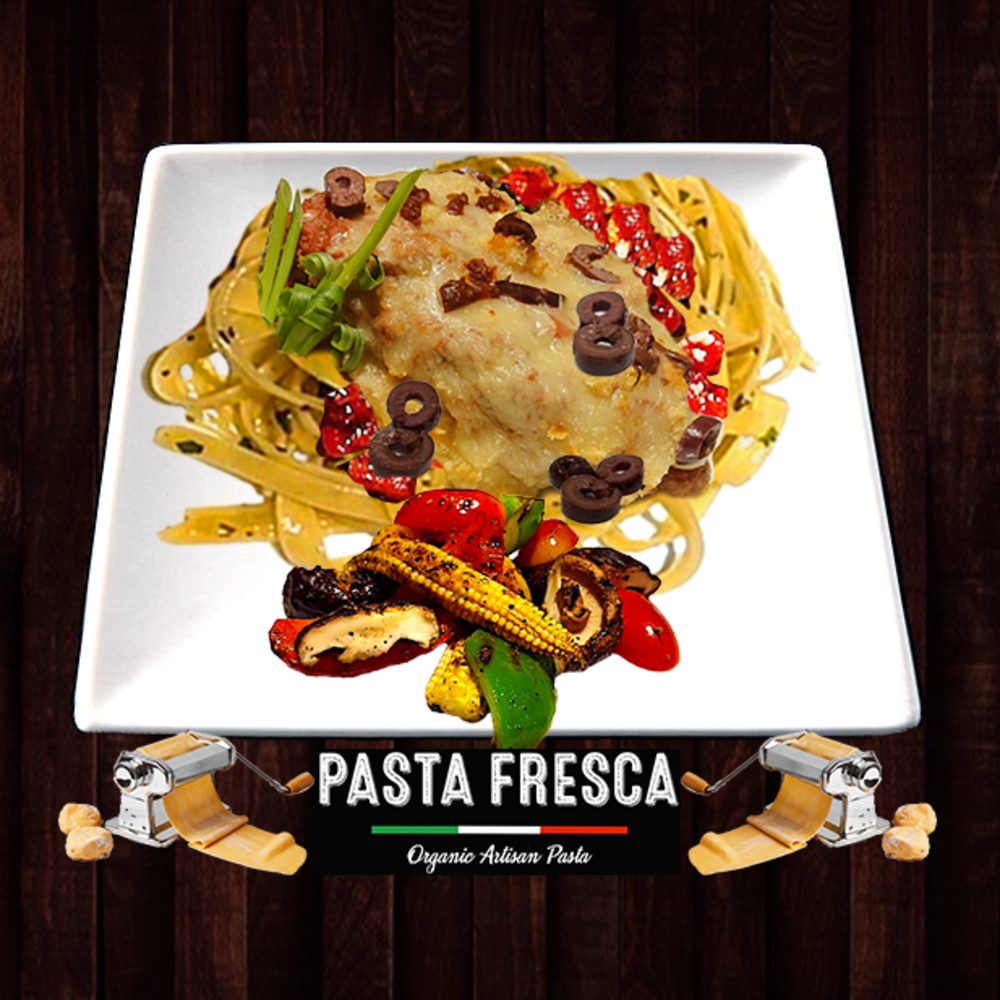 Chicken Parmigiana on Fresh Fettucine