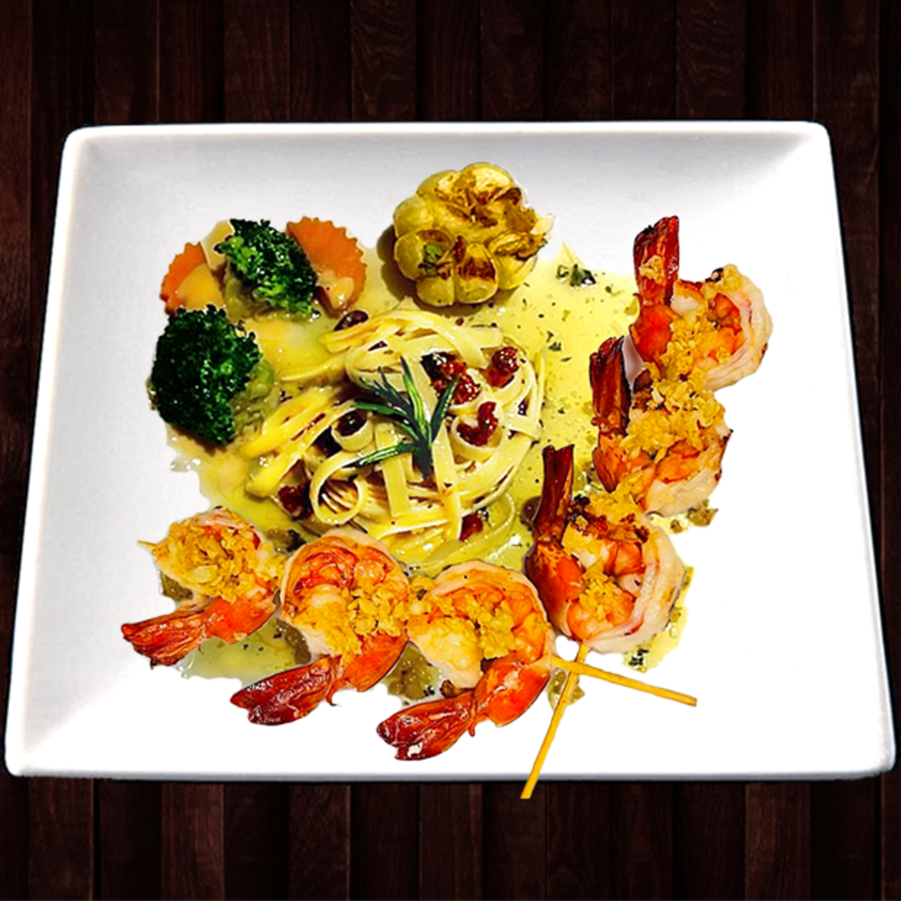 Scampi Sea Prawns w/Garlic Butter on Pasta