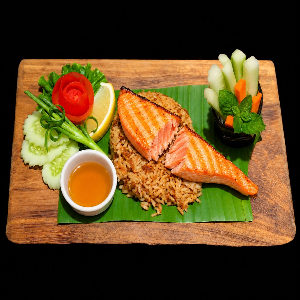 Grilled Salmon w/Chili infused Wild Rice