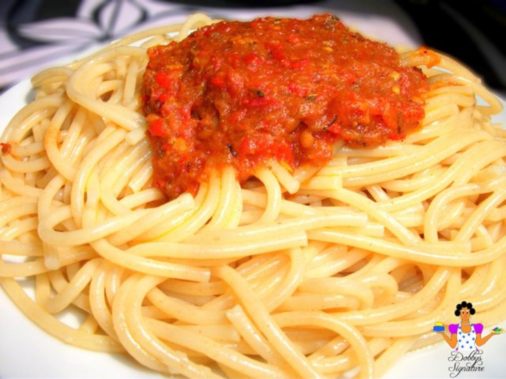White spaghetti with beef