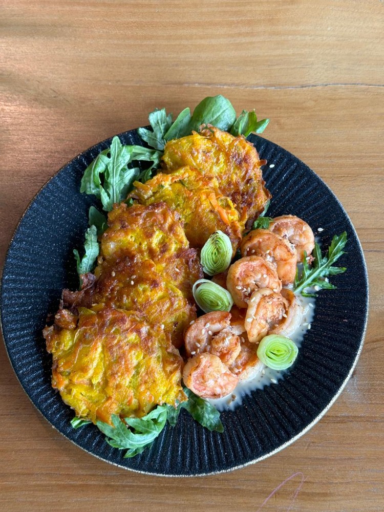 Pumpkin pancakes with shrimp SF